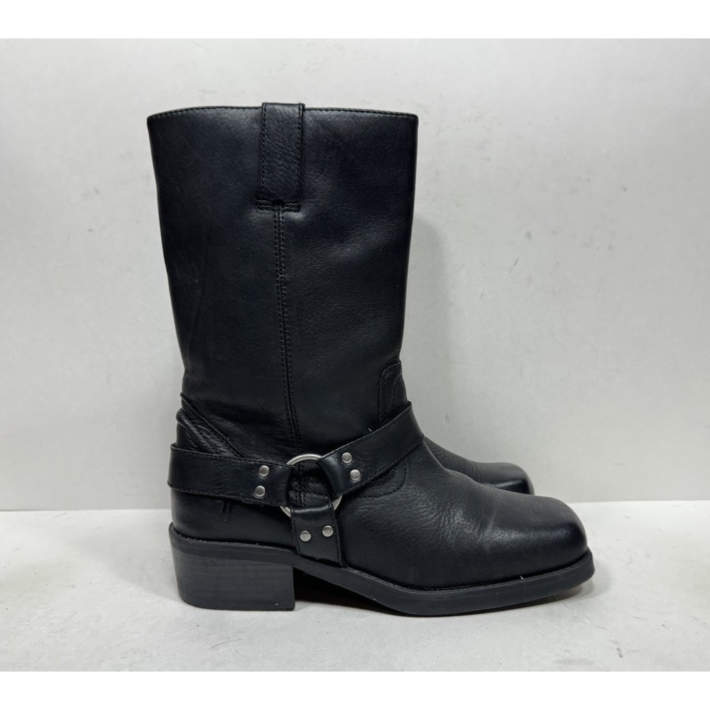 Frye Lil Harness Boots Engineer Moto Kids Size 4 Black Leather 97200